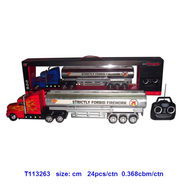 产品货号: t113263         : 四通遥控油罐车(长头)带灯光 2色 产品